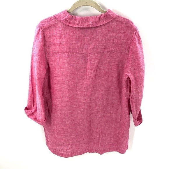 Tahari 100% Linen Machine Washable Tunic Top Shirt Pink Size Small - Picture 3 of 8